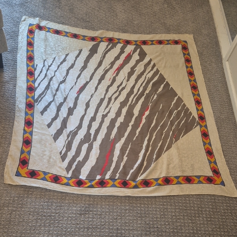 Colorful Geometric Pattern SQUARE shape Scarf - *5' Square - Picture 2 of 6